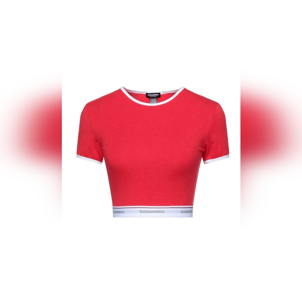 DSQUARED2 Red Logo Band Crop Top